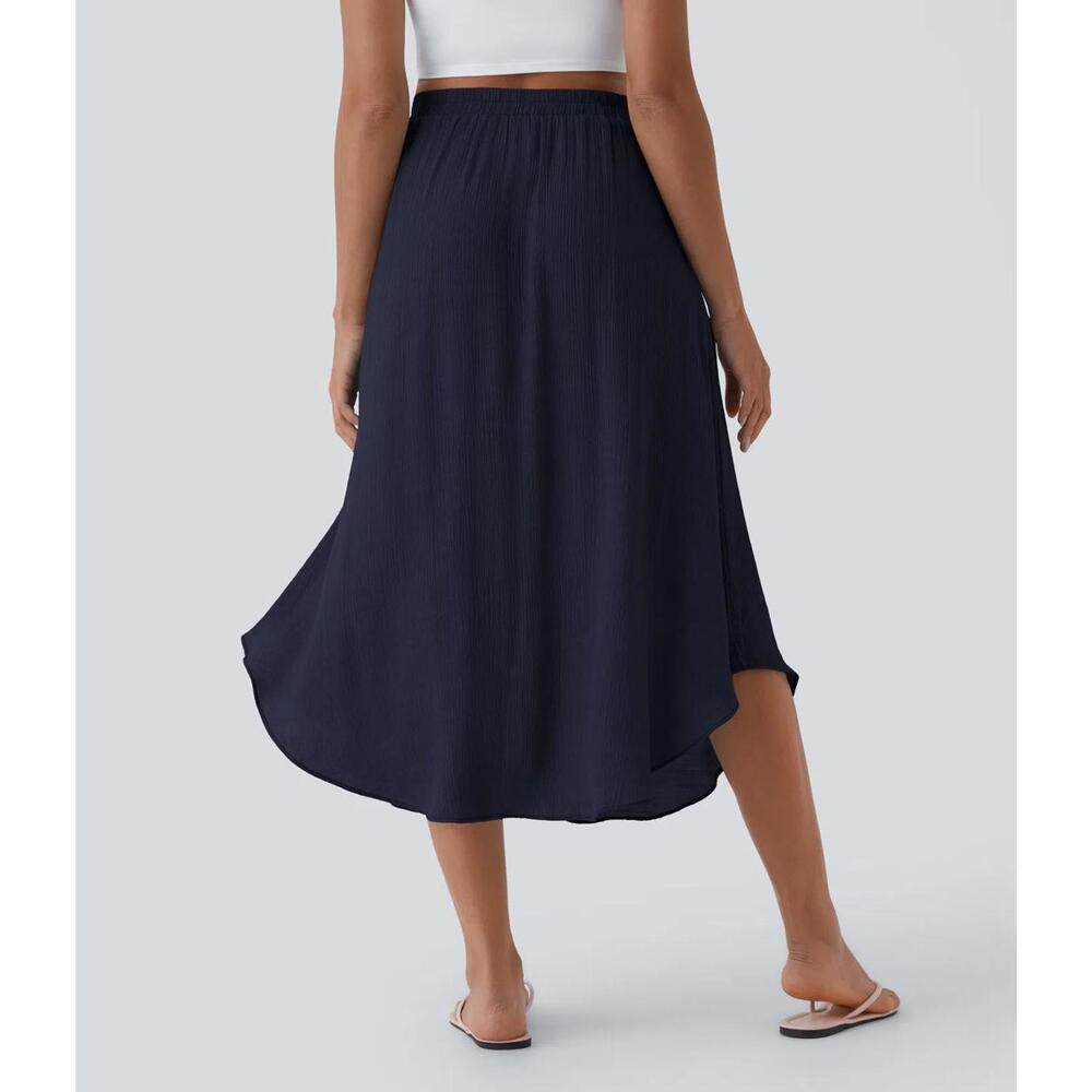 NWT Halara High Waisted Drawstring Pocket Flowy Casual Skirt Maritime Blue XL - Picture 3 of 10